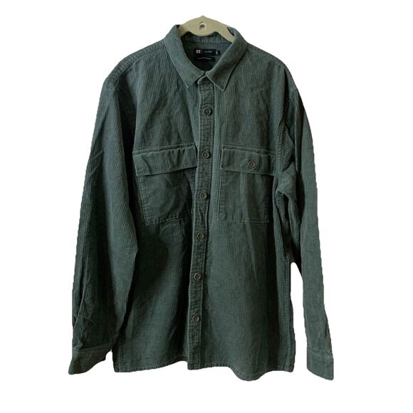 Le 31 Par Simons Overshirt Shacket Men L Green Long Sleeve Vision Organic Cotton - Picture 1 of 16